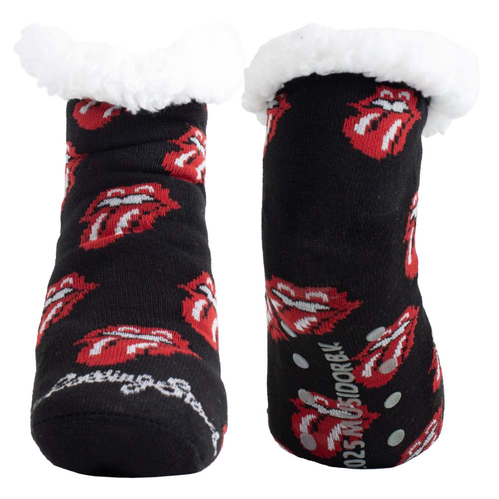 The Rolling Stones - Tongue Women?S Fuzzy Crew Chaussettes - Noir